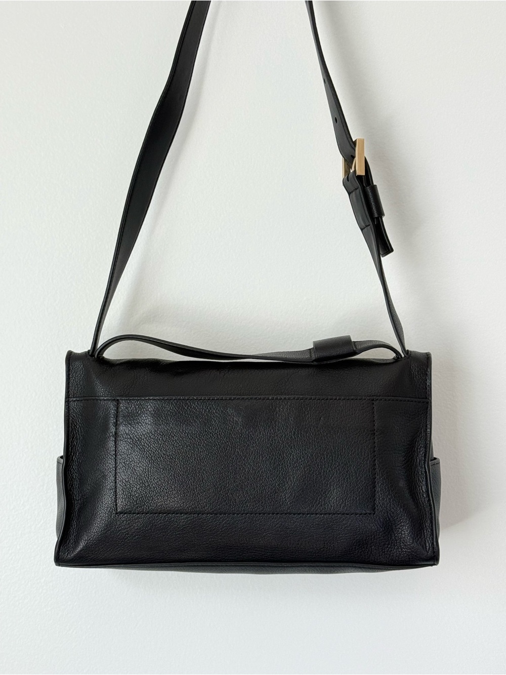 All Saints Black Leather Shoulder Bag with Gold Hardware - Picture 3 of 7